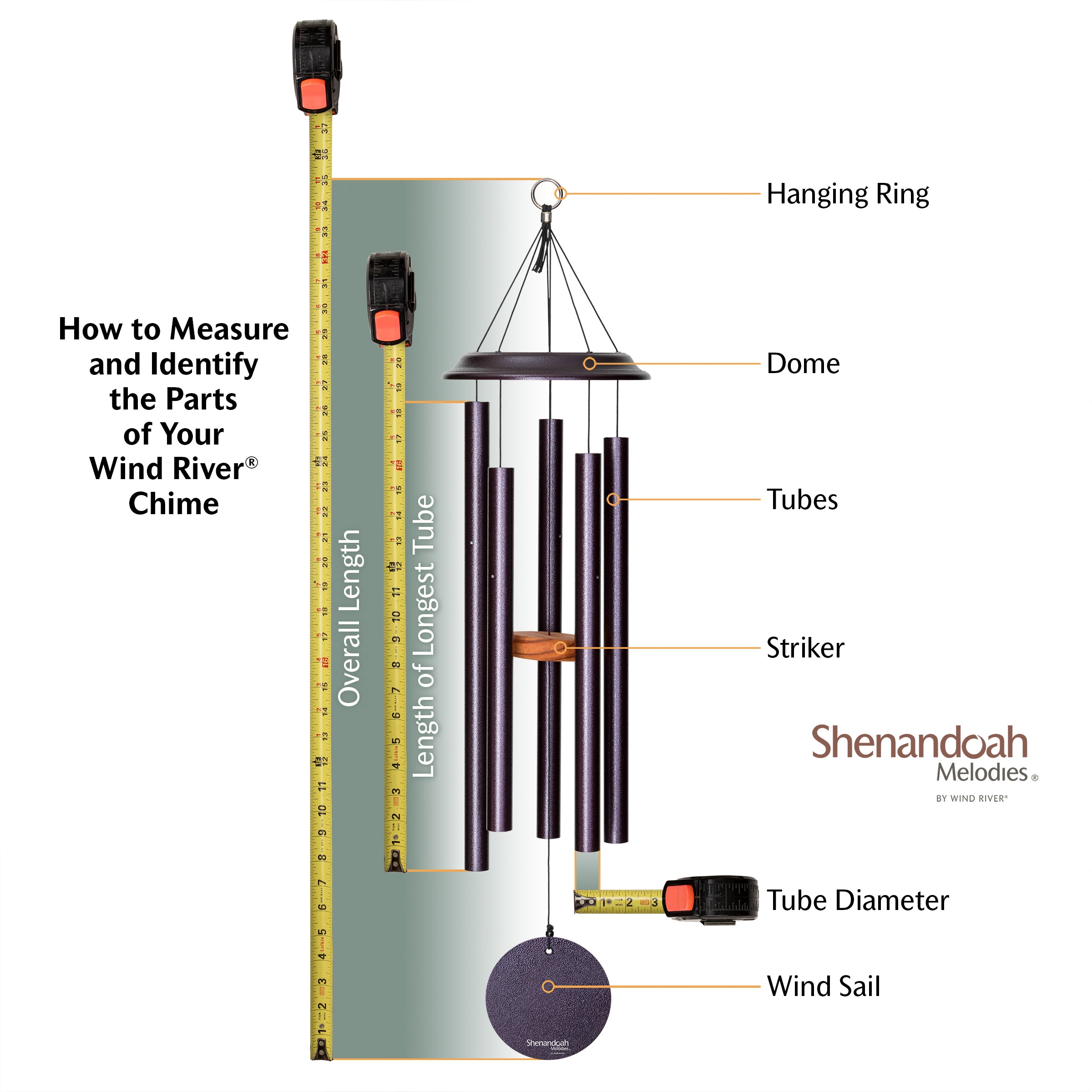 Shenandoah Melodies 64 Inch Wind Chimes by Wind River