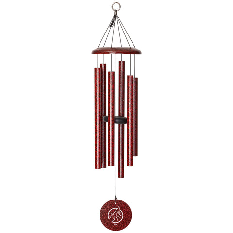 New Wind River Fire Element chimes in a fiery red color, available in small and large sizes, with passionate tones for vibrant warmth. 