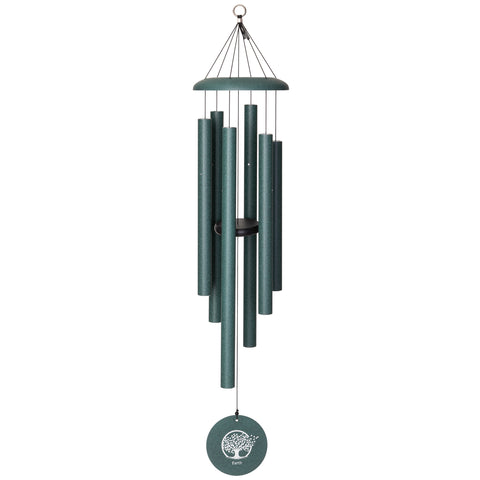 New Wind River Earth Element chimes in an earthy green color, available in small and large sizes, with grounding tones for relaxation.