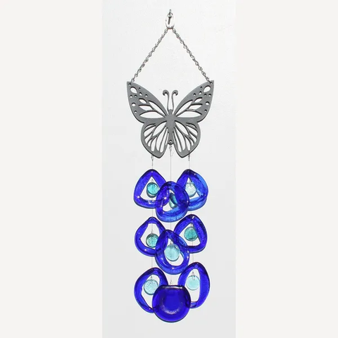 Bottle Benders Butterfly Metal Top  Glass Chime - Wind River